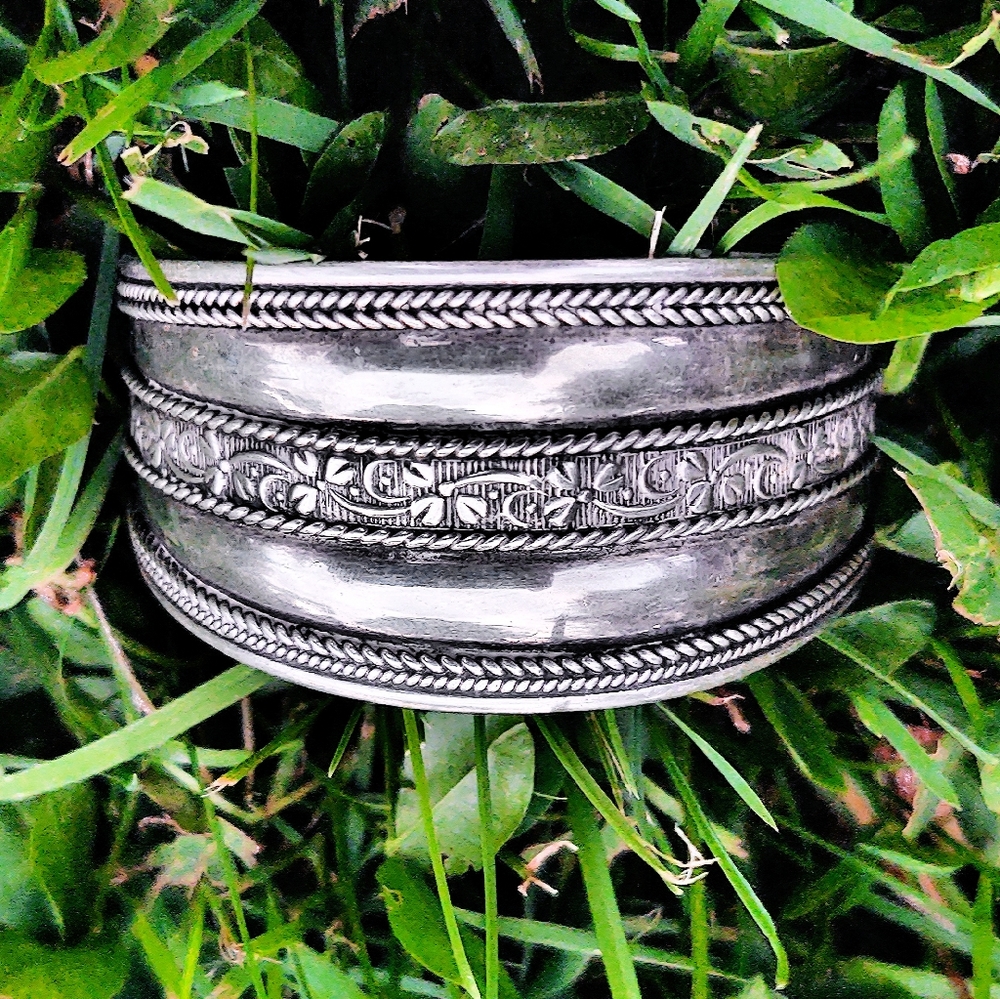 Vintage Sterling Silver Wide Cuff Bracelet